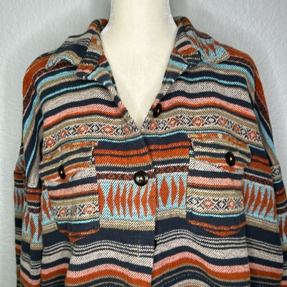 Rock & Roll Denim Cowgirl Ladies Aztec Southwest Boyfriend Fit Shirt Jacket XXL - Picture 5 of 12